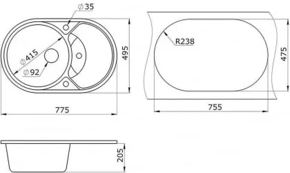 Кухонная мойка GRANULA 7801 Графит