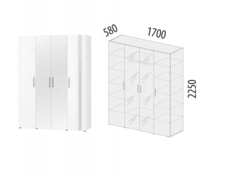 Шкаф четырехдверный с зеркалом Николь 901.14