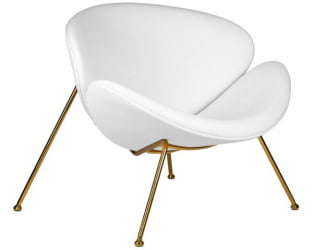 Кресло дизайнерское DOBRIN EMILY (белый винил YP17, золотое основание) 2 шт