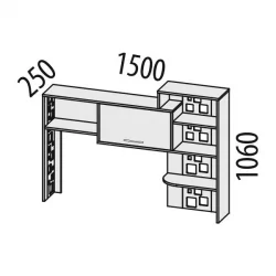 Стол компьютерный с надстройкой Мегаполис 55.24 55.25 Сосна Астрид