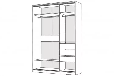 Шкаф-купе 2-х дверный Виктория 1600х584х2300, Белый 16ДЗЗЗДЗЗЗ-ШЯ-Б 310-494