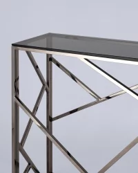 Консоль АРТ ДЕКО 115x30 Темный хром стекло smoke