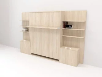 Кровать-трансформер Смарт 1 откидная с полками К 1600 Белая шагрень