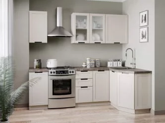 Кухонный гарнитур Джамис 2400 угловой Белый Кашмир