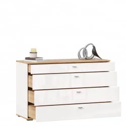 Комод 1200 с 4 ящиками и зеркалом Фиджи 011 Дуб Золотой Белый