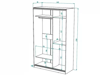 Шкаф-купе 2-х дверный Виктория 1400х584х2300, Белый 14ДЗДЗ-ПЯ-Б 310-163