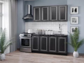 Кухонный гарнитур 2200 Италия №04 Черный Дуб темный