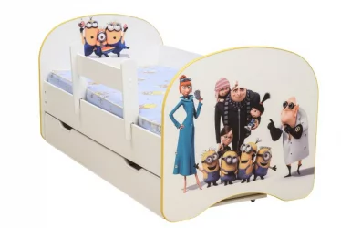 Кровать детская с фотопечатью с 1 ящиком 800*1600 Гадкий я
