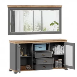 Комод с зеркалом Амели Оникс серый