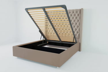 Мягкая интерьерная кровать "Версаль Люкс" с подъемным механизмом Материал фасада: Велюр; Спальное место: 800х2000 мм; Цвет фасада: Серый; Цвет корпуса: Серый 