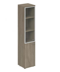 Шкаф высокий со стеклом, задняя стенка ХДФ (левый) Wing WN.702.OD.OD.AL.L Дуб темный