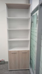 Шкаф 5 широкий верх открытый, низ закрытый Дека 10.23.111 Дуб Сантана светлый/Белый / Deka