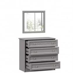 Комод с 4 ящиками с зеркалом Джулия Оникс серый