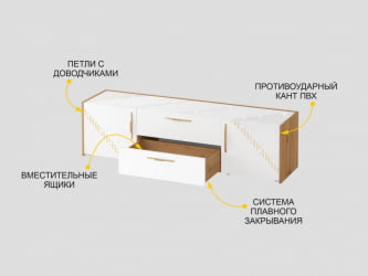 ТВ-тумба Монако 606.03 Дуб Вотан / Белый шпон/ Альпийский белый