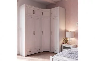 Шкаф угловой Прованс 03 Бодега белая Платина премиум