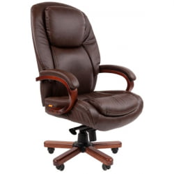 Кресло руководителя CHAIRMAN 408 кожа/экокожа, коричневый
