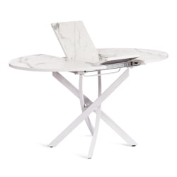 Раздвижной стол MANZANA ЛДСП/HPL/металл, 100 х 100+30 х 75 см, Мрамор светлый/белый