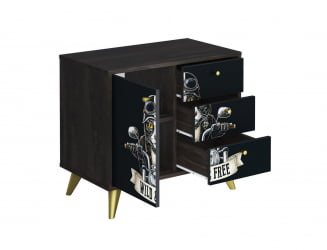Комод Фьюжн КМ-002 АРТ Угольный камень/BIKER CAT
