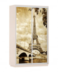 Шкаф-купе со стеклом Экспресс Дуо 1400х2400h Париж/Дуб молочный