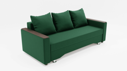 Зеленый диван Квадро-2 ППУ (ЗР) Цвет фасада: Зеленый; Тип: Прямой; Материал фасада: Металл/Велюр