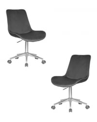 Кресло офисное DOBRIN DORA (серый велюр (1922-19), хромированная сталь) 2 шт