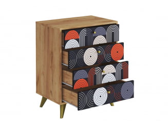 Комод Фьюжн КМ-001 дуб крафт золотой/VINIL