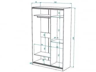 Шкаф-купе 2-х дверный Виктория 1400х584х2300, Белый 14ДЗЗЗДЗЗЗ-ПЯ-Б 310-194