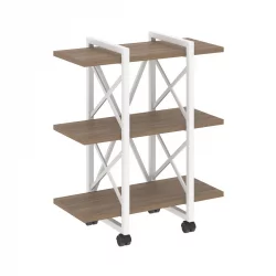 Стеллаж на колесных опорах - 3 полки LOFT  VR.L-MST.K-3.4V Металл белый Дуб Аризона