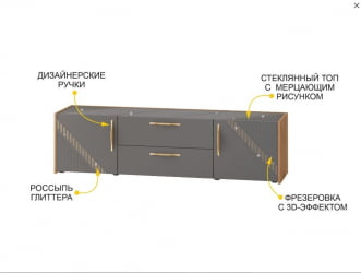 ТВ-тумба Монако 605.03 Дуб Вотан Оникс Графит