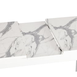 Стол ALIGERY ЛДСП/HPL/опора-массив березы , 130 х 75+30 х 75 см, Мрамор светлый/белый