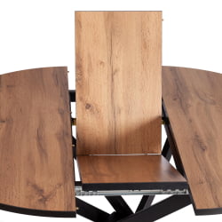 Раздвижной стол MANZANA ЛДСП/HPL/металл, 100 х 100+30 х 75 см, Дуб Вотан/черный