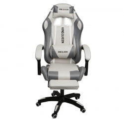 Кресло 1208, замша, цвет бело-серый с массажем, арт 1208-White-Grey