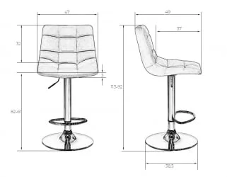 Стул барный DOBRIN TAILOR экокожа Черный