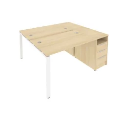 Рабочая станция с опорной тумбой Метал Сйстем Б.РС-СТП-2.2 Акация/Белый / Metal System