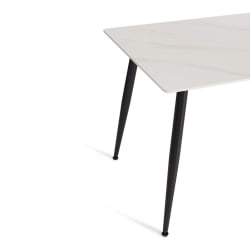 Обеденный стол Austen/Остин столешница керамика (матовая) /опоры металл, белый/черный, 120х80х75см