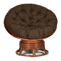 Кресло-качалка PAPASAN/ПАПАСАН w 23/01 B /с подушкой/ 115х78х104 см, Pecan (орех), ткань Коричневый, 3М7-147