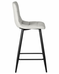 Стул полубарный DOBRIN OLIVIA (черные матовые ножки, светло-серый велюр (108-52))