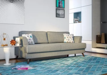 Диван-кровать Дамаск ТД 212. Лаундж 13 Серый/ Фибра 2385/2 Вьюнки