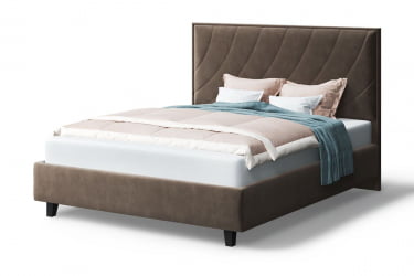 Кровать СОФИЯ 2000*1600мм (на опорах), велюр Бренди лайт 29 (коричневый), (б/основания, б/матраса)