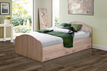 Кровать с ящиками на уголках №1 ЛДСП 1400*1900 Дуб млечный