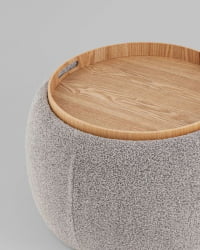 Пуф Кэрри с ящиком серо-черный шенилл с экокожей