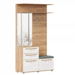 Вешалка с обувницей Марта-2 ЛД 136.050.000 Дуб золотой Белый глянец