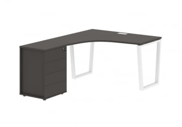 Стол эргономичный с тумбой левый EDIS EVCET 1318 L Мокко Белый