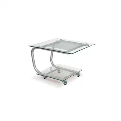 Стеклянный стол Дуэт 9 Металлик/ прозрачное