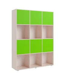 Стеллаж с фасадами ДМ 12 Дуб млечный/Зеленый
