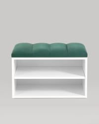 Обувница Хольст белая велюр Зеленый