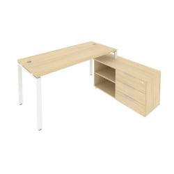 Рабочая станция на П-образном м/к с опорной тумбой правая Metal System Б.РС-СТС-2.4 Пр Акация/Белый