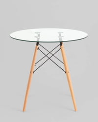 Круглый стол из стекла EAMES DSW NEW D=80 прозрачный стеклянный