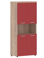 Шкаф с 2-мя комплектами глухих малых дверей и топом Torr LUX TLHC 85.4 Дуб Каньон Красный