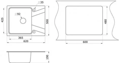 Кухонная мойка GRANULA 6201 Черный